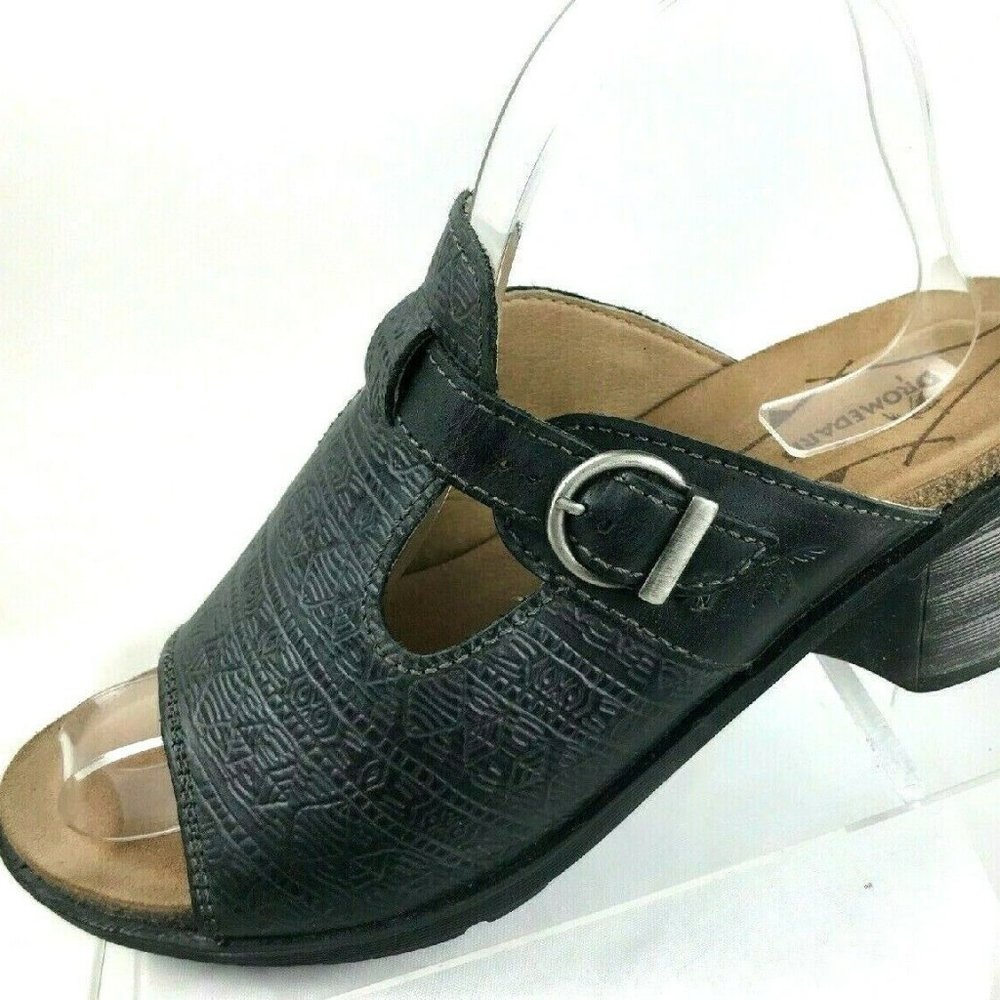 Dromedaris Shanon Black Leather Sandals Platform S